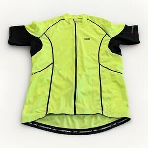 Louis Garneau Mens Neon Yellow Black Lemmon Cycling Short Sleeve Jersey Size XL